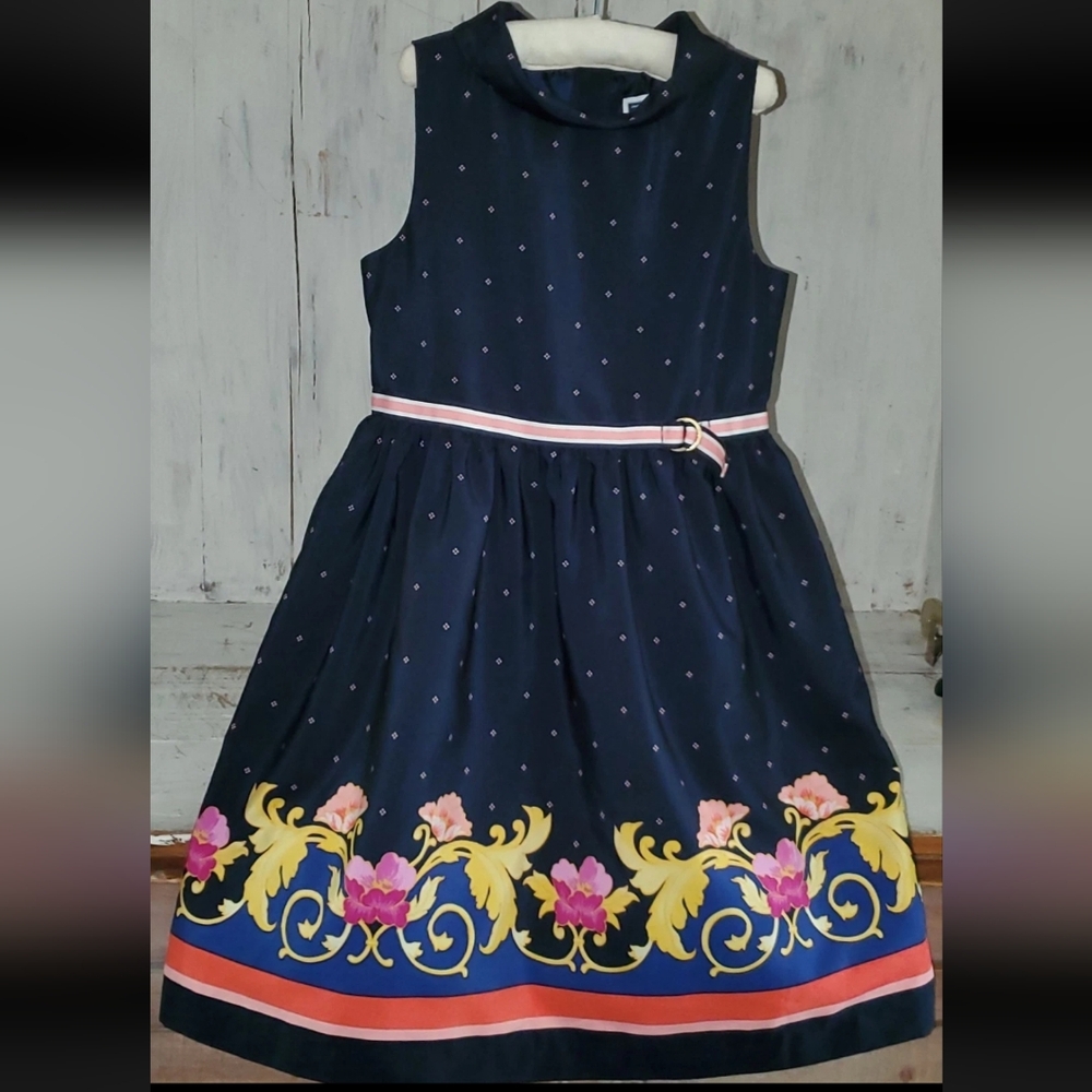 Janie and Jack Fall Prep Navy Floral Dress Size 6